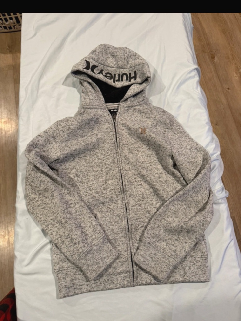 Hurley Gray Marled Full-Zip Hoodie Boys Size Large